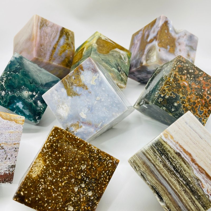 9 Pieces Large Beautiful Ocean Jasper Stand Cube -Wholesale Crystals