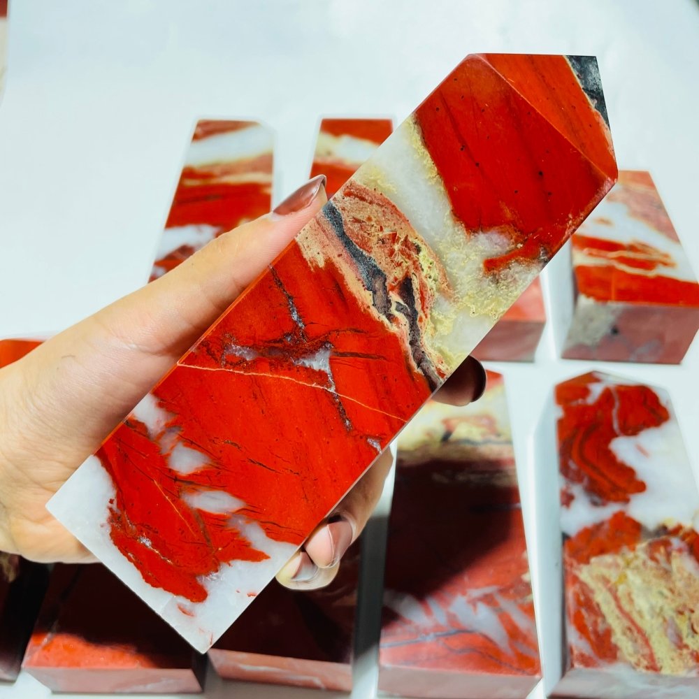 10 Pieces Red Jasper Fat Tower Points -Wholesale Crystals