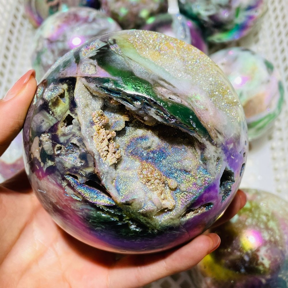 11 Pieces Aura Sphalerite Sphere Ball -Wholesale Crystals