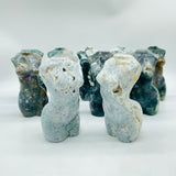 11 Pieces Geode Druzy Moss Agate Goddess Carving -Wholesale Crystals