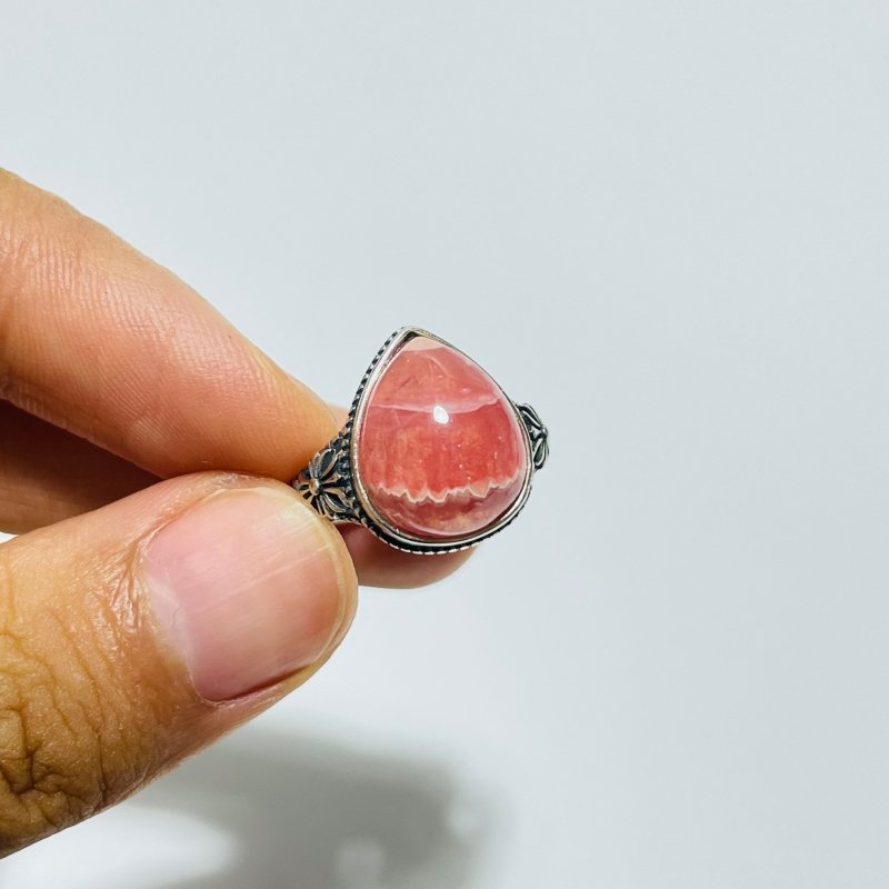 11 Pieces High Quality Rhodochrosite Sterling Silver Ring -Wholesale Crystals