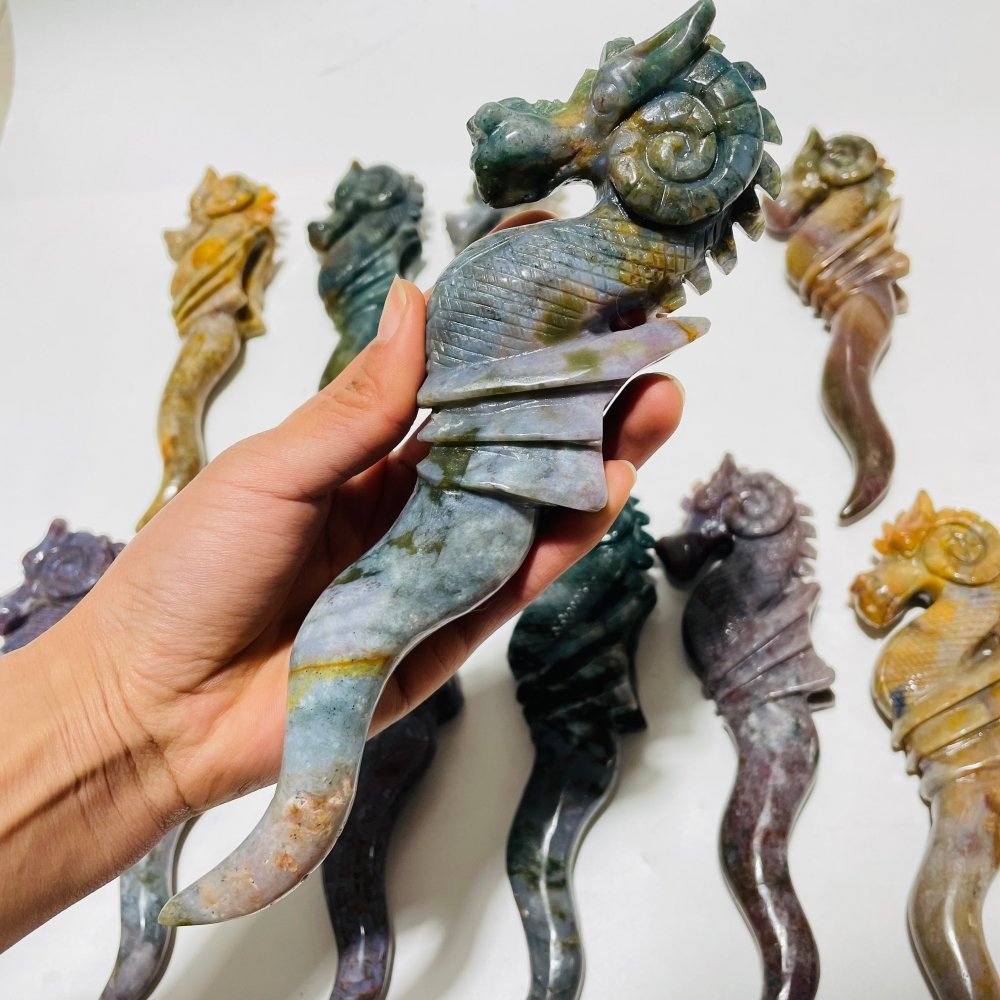 11 Pieces Ocean Jasper Seahorse Carving -Wholesale Crystals