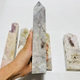 6 Pieces Pink Sakura Flower Agate Geode Four-Sided Points -Wholesale Crystals