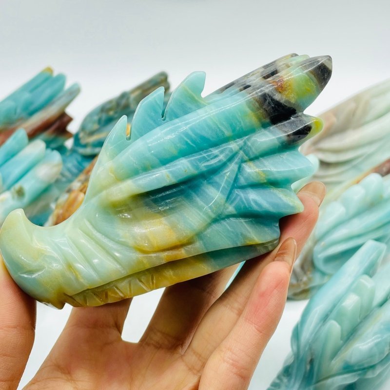 12 Pieces Beautiful Caribbean Calcite Dragon Head Carving - Wholesale Crystals