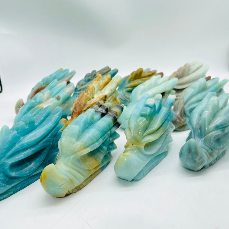 12 Pieces Beautiful Caribbean Calcite Dragon Head Carving -Wholesale Crystals