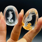 12 Pieces Beautiful Seahorse Garden Quartz Inner Scene Carving - Wholesale Crystals