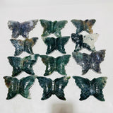 12 Pieces Moss Agate Butterfly Carving -Wholesale Crystals