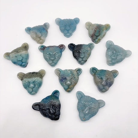 12 Pieces Trolleite Stone Leopard Head Crystal Carving -Wholesale Crystals