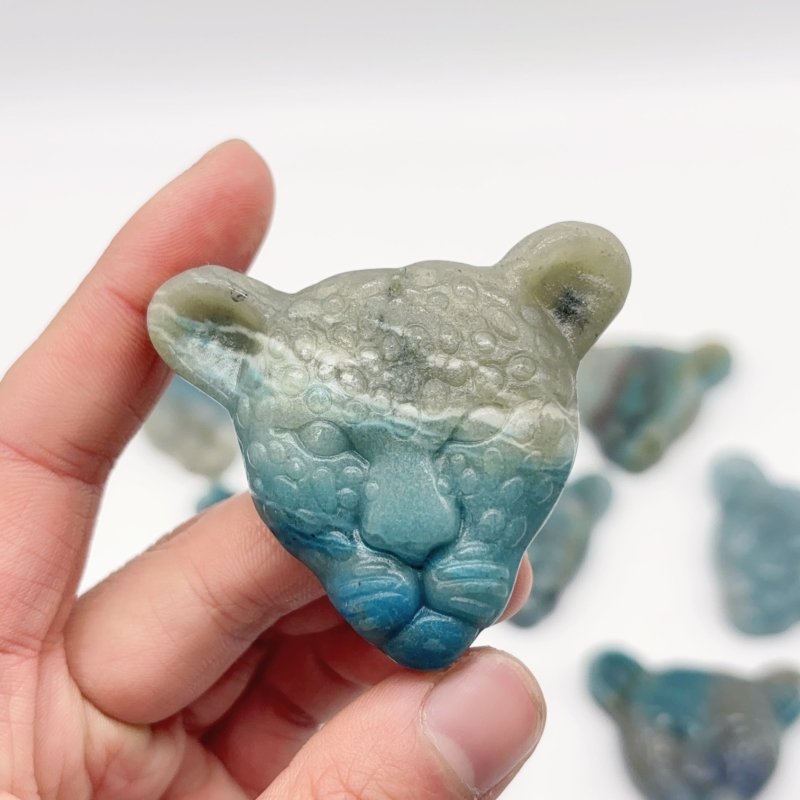 12 Pieces Trolleite Stone Leopard Head Crystal Carving -Wholesale Crystals