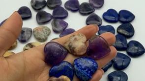 3 Types Crystal Heart Wholesale Lapis lazuli Amethyst Crazy Agate Heart -Wholesale Crystals