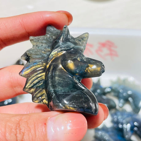 13 Pieces High Quality Labradorite Unicorn Carving -Wholesale Crystals