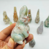 13 Pieces High Quality Sakura Flower Agate Rabbit Carving -Wholesale Crystals