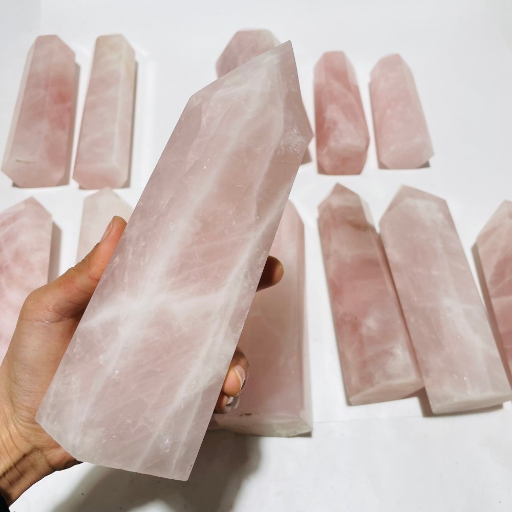 13 Pieces Large Rose Quartz Tower Points -Wholesale Crystals