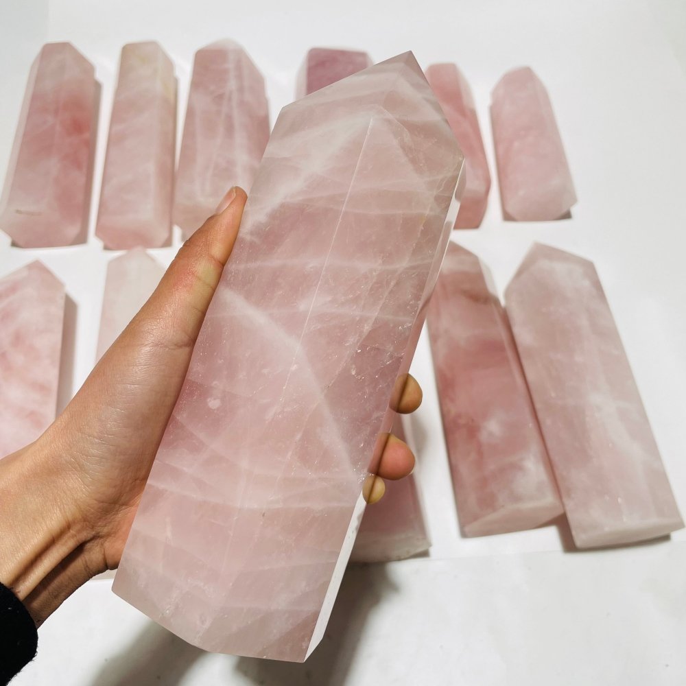 13 Pieces Large Rose Quartz Tower Points -Wholesale Crystals