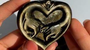 Silver&Gold Sheen Obsidian Love Holding Hands Carving Wholesale -Wholesale Crystals