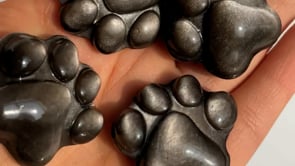 Silver Sheen Obsidian Cat Paws Carving Wholesale
