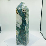 13in Large Unique Druzy Moss Agate Tower -Wholesale Crystals