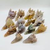 14 Pieces High Quality Sakura Flower Agate Dragon Bird Head Carving -Wholesale Crystals