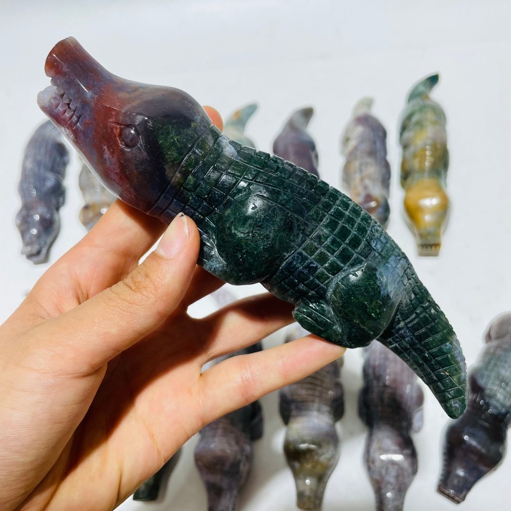14 Pieces Ocean Jasper Crocodile Carving -Wholesale Crystals