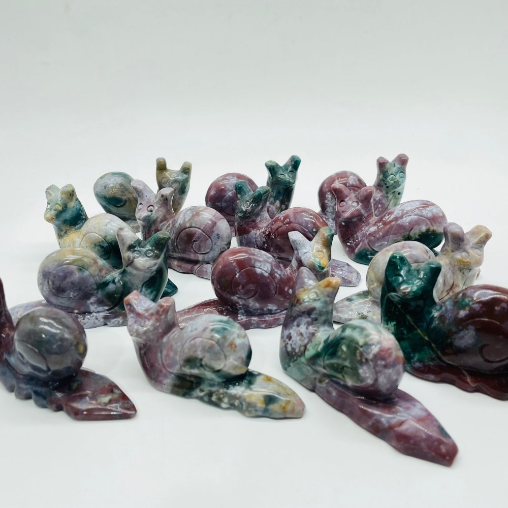14 Pieces Ocean Jasper Snails Carving -Wholesale Crystals
