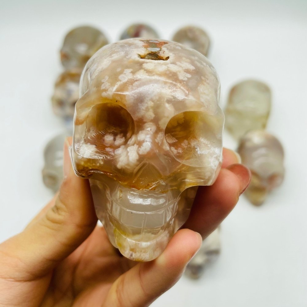 14 Pieces Sakura Agate Skull Carving -Wholesale Crystals
