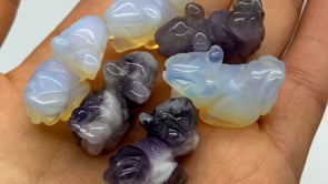 Mini Squirrel Carving Animals Chevron Amethyst&Opalite Wholesale -Wholesale Crystals