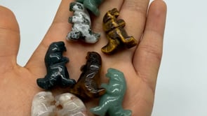 4 Types Dinosaur Tyrannosaurus Rex Carving Tiger Eye Moss Agate Wholesale -Wholesale Crystals
