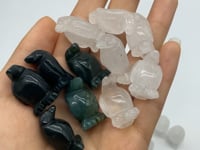 Mini Clear Quartz&Moss Agate Penguin Carving Wholesale -Wholesale Crystals