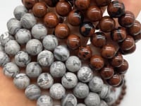 Red Obsidian & Natural Gray Lace Agate Bracelet Wholesale -Wholesale Crystals