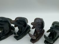 4 Pieces Moss Agate Dolphin Carving