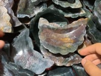 High Quality Moss Agate Moon Shallow Bowl Carving Wholesale -Wholesale Crystals