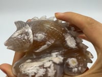 Sakura Flower Agate Chameleon Lizard Carving