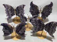 5 Pairs Large High Quality Chevron Amethyst Butterfly Carving With Stand -Wholesale Crystals
