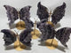 5 Pairs Large High Quality Chevron Amethyst Butterfly Carving With Stand -Wholesale Crystals