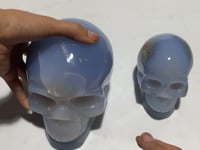 2 Pieces High Quality Blue Chalcedony Skull Carving -Wholesale Crystals