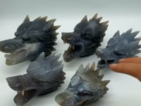 5 Pieces High Quality Geode Agate Wolf Head Carving -Wholesale Crystals