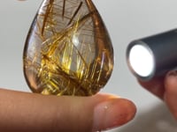 High Quality Gold Rutile Teardrop Pendant