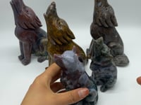 5 Pieces High Quality Ocean Jasper Wolf Carving -Wholesale Crystals