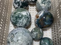 8 Pieces Large Geode Druzy Moss Agate Spheres -Wholesale Crystals