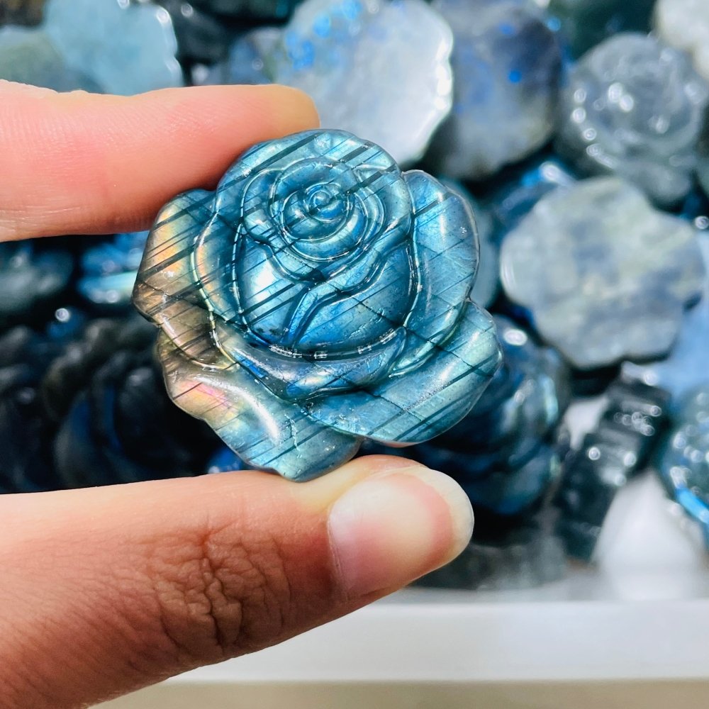 1.5Inch High Quality Labradorite Stone Flower Carving Wholesale -Wholesale Crystals