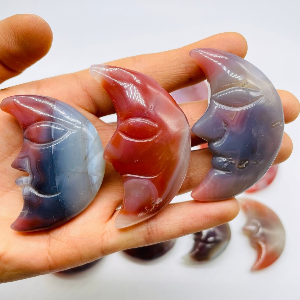 16 Pieces Beautiful Red Agate Moon Face -Wholesale Crystals