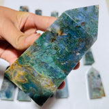 16 Pieces Moss Agate Four-Sided Tower Points -Wholesale Crystals