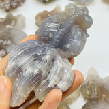 16 Pieces Sakura Flower Agate Beautiful Goldfish Carving -Wholesale Crystals