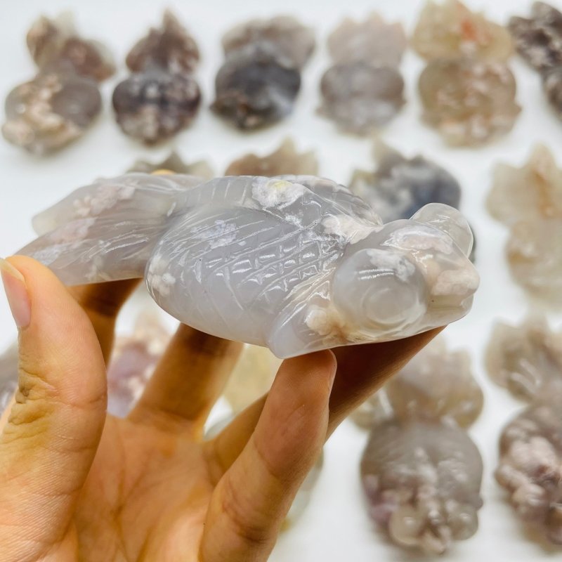 16 Pieces Sakura Flower Agate Beautiful Goldfish Carving -Wholesale Crystals