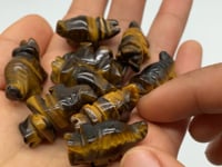 Mini Tiger Eye Three Horns Dinosaur Carving Wholesale -Wholesale Crystals