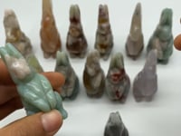 13 Pieces High Quality Sakura Flower Agate Rabbit Carving