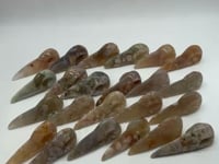 23 Pieces High Quality Sakura Flower Agate Crow Skull Carving