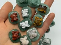 Frog On Leaf Mini Carving Wholesale Sakura Agate Red Jasper Howlite -Wholesale Crystals