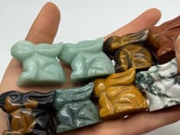 4 Types Easter Rabbit Carving Wholesale Moss Agate Green Aventurine Tiger Eye -Wholesale Crystals