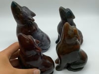 4 Pieces Large Ocean Jasper Wolf Carving -Wholesale Crystals
